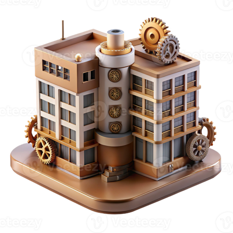 wonderful contemporary serene minimalist Microscale apartment building made of watch parts, intricate gears and springs, macro photography style, studio lighting, genuine high resolution png