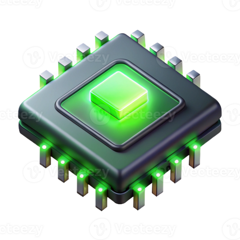 stunning abstract magnificent abstract A single microchip, intricately detailed circuitry glowing with neon green light, macro photography, dark background contrasting the vibrant chip, abstract... png