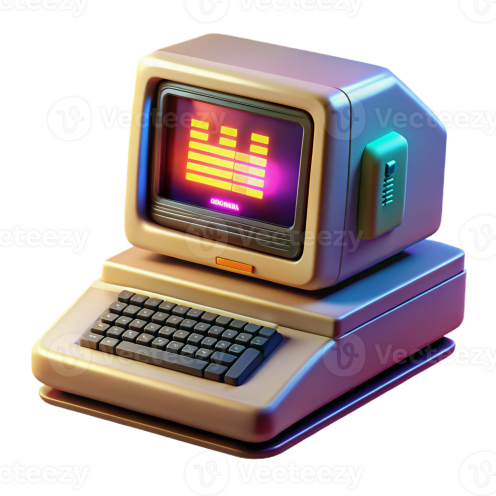 serene modern wonderful classic A vintage computer terminal displaying complex code, bathed in the warm glow of a CRT monitor, retrofuturistic style, 80s synthwave palette exclusive genuine png