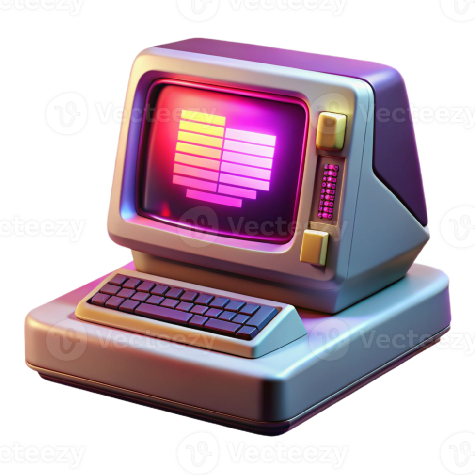 impressive artistic impressive creative A vintage computer terminal displaying complex code, bathed in the warm glow of a CRT monitor, retrofuturistic style, 80s synthwave palette 4K detailed png