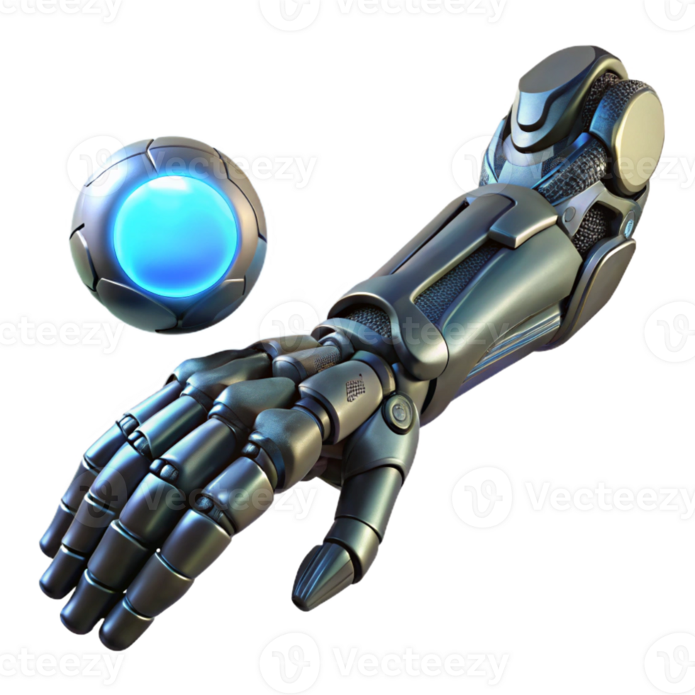 extraordinary minimalist beautiful minimalist A biomechanical prosthetic arm extending towards a glowing orb of energy, intricate detail on the metallic and organic components, cyberpunk style,... png