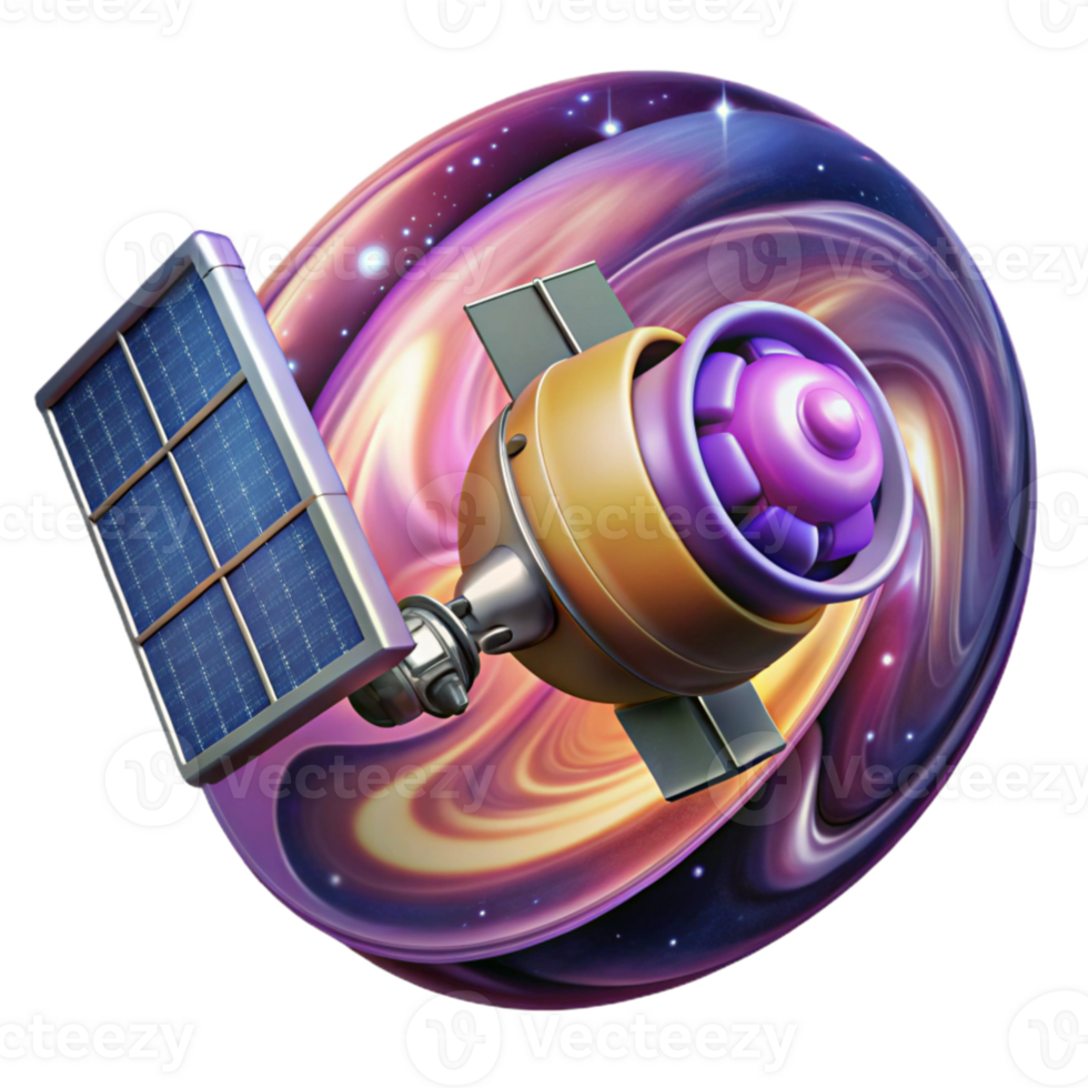 beautiful creative magnificent modern A satellite orbiting a vibrant, swirling nebula, detailed solar panels and antenna, cosmic and technological elements combined, realistic style genuine high... png