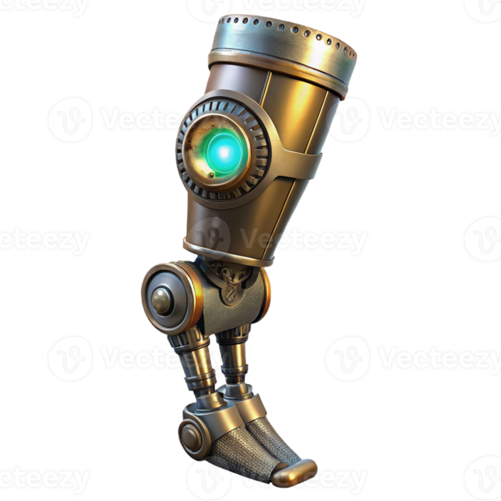 beautiful artistic wonderful abstract A close-up of a steampunk prosthetic leg, intricate gears and pistons visible, lit by a cool, clinical light professional original png