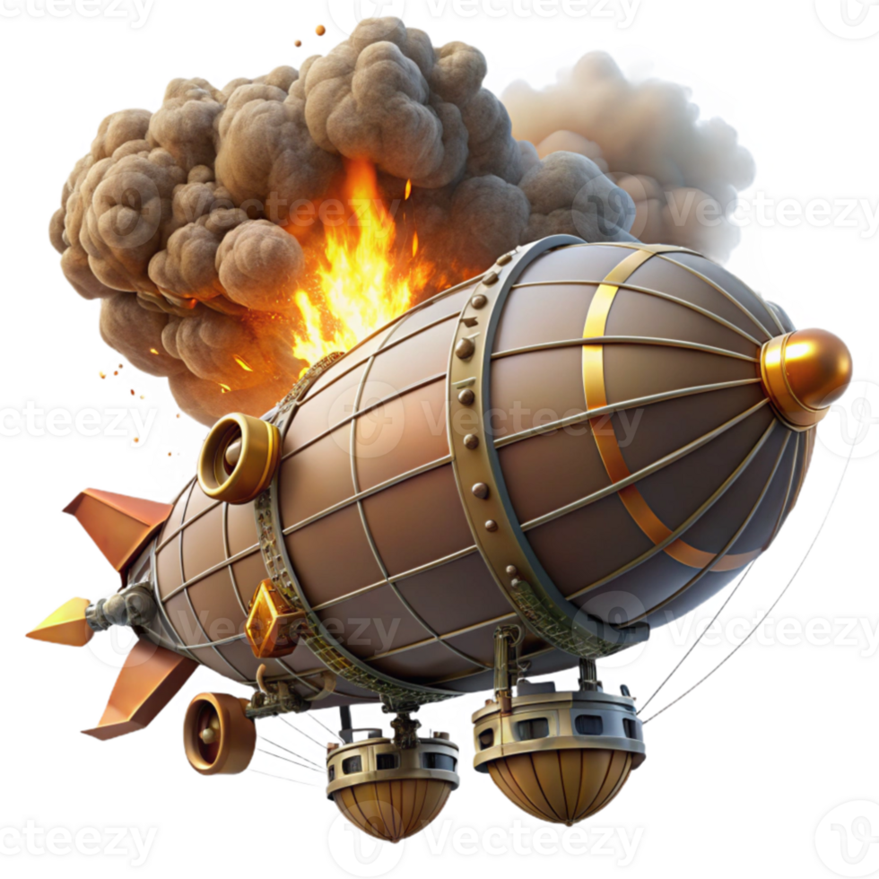 serene minimalist beautiful rustic A dynamic scene of a steampunk airship battle, explosions and smoke filling the air, lit by the flashes of cannon fire exclusive professional png