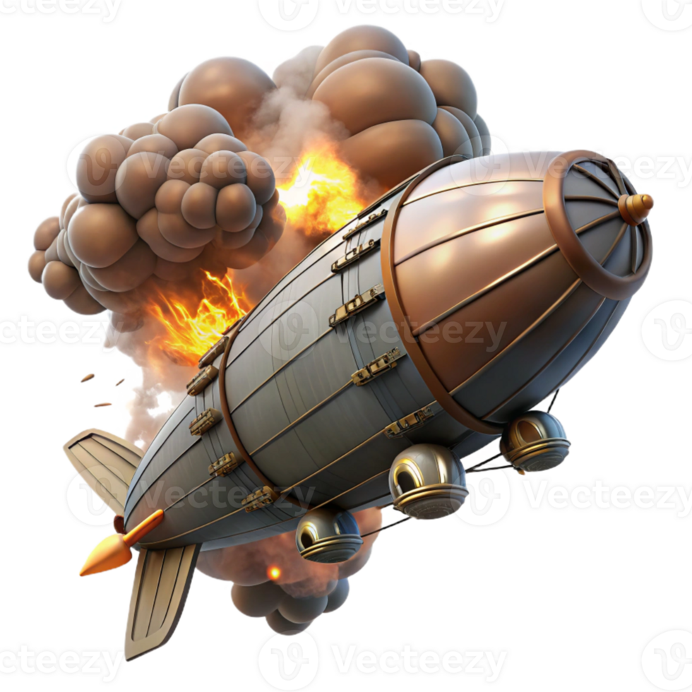 impressive abstract extraordinary classic A dynamic scene of a steampunk airship battle, explosions and smoke filling the air, lit by the flashes of cannon fire authentic detailed png