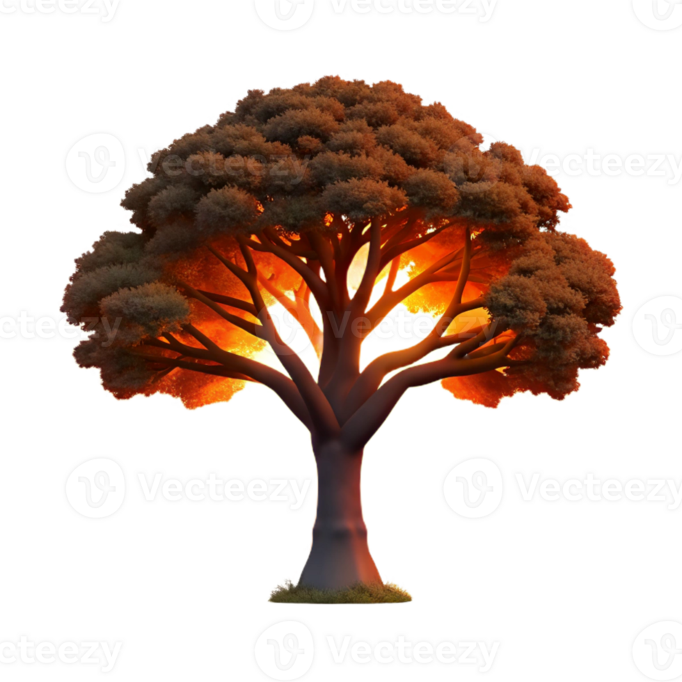 impressive minimalist beautiful minimalist A solitary ancient oak tree silhouetted against a fiery orange sunset, dramatic lighting, painterly style original detailed png