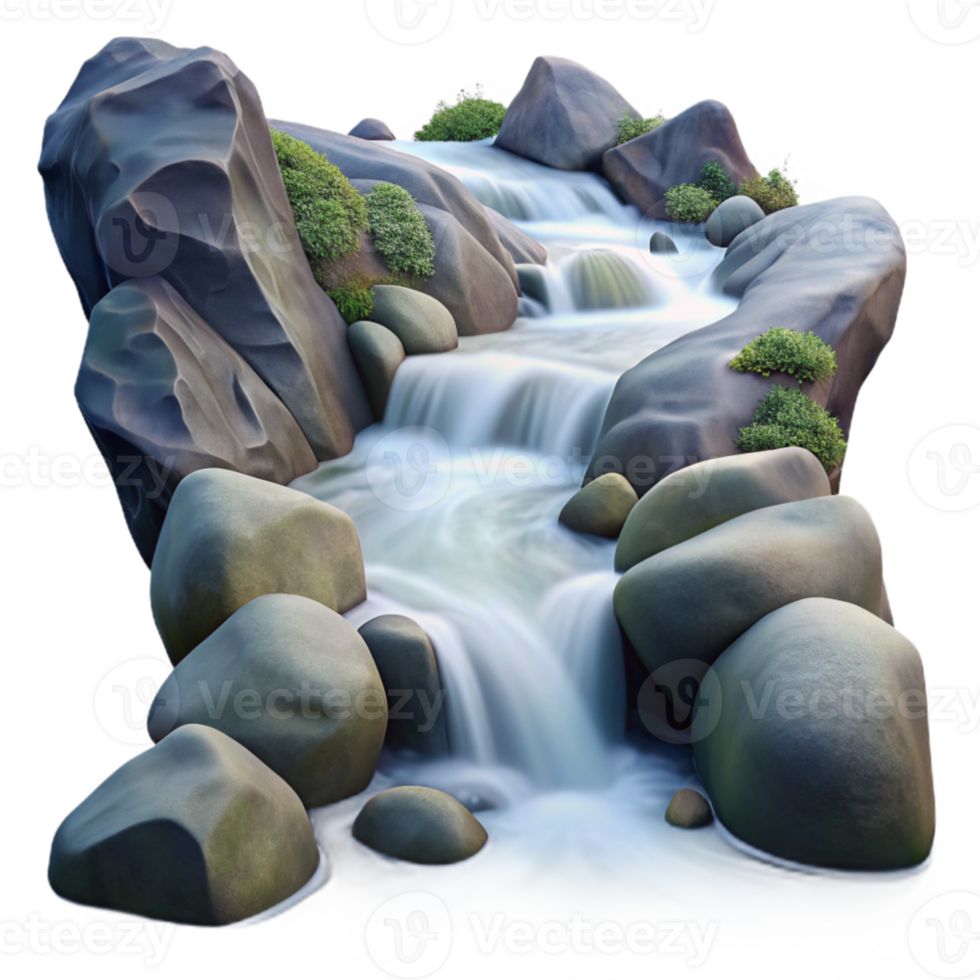magnificent abstract magnificent modern A winding mountain stream cascading over smooth rocks, long exposure photography, misty and ethereal premium exclusive png