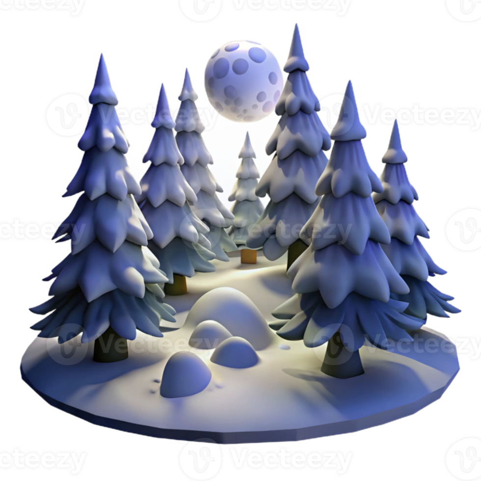 dramatic traditional dramatic traditional A snow-covered pine forest, moonlight illuminating the snow, serene and quiet, digital painting exclusive high resolution png