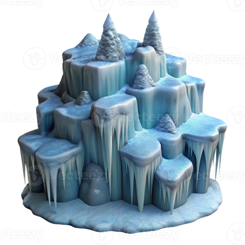 vibrant classic extraordinary abstract A frozen waterfall, intricate ice formations, crisp winter light, realistic render professional original png
