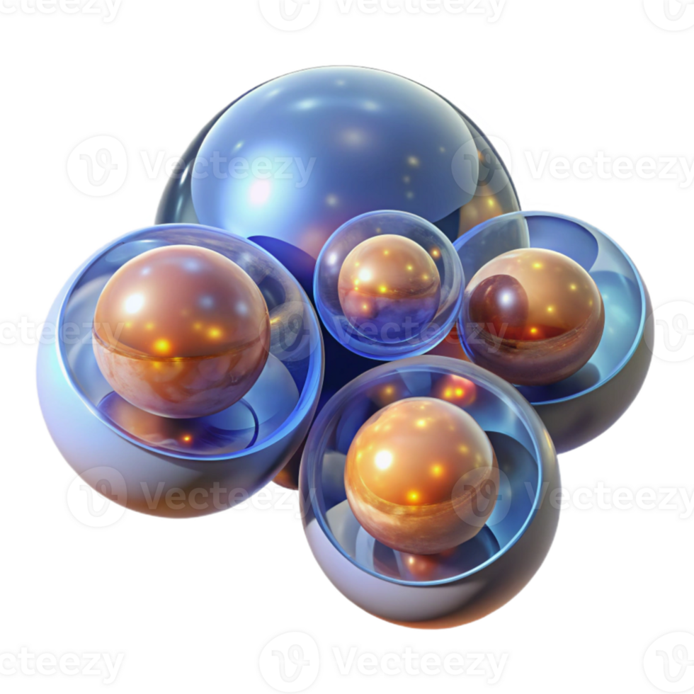 serene abstract stunning artistic A series of overlapping, translucent spheres, each containing a miniature, self-contained universe, illuminated by an ethereal, inner glow genuine original png