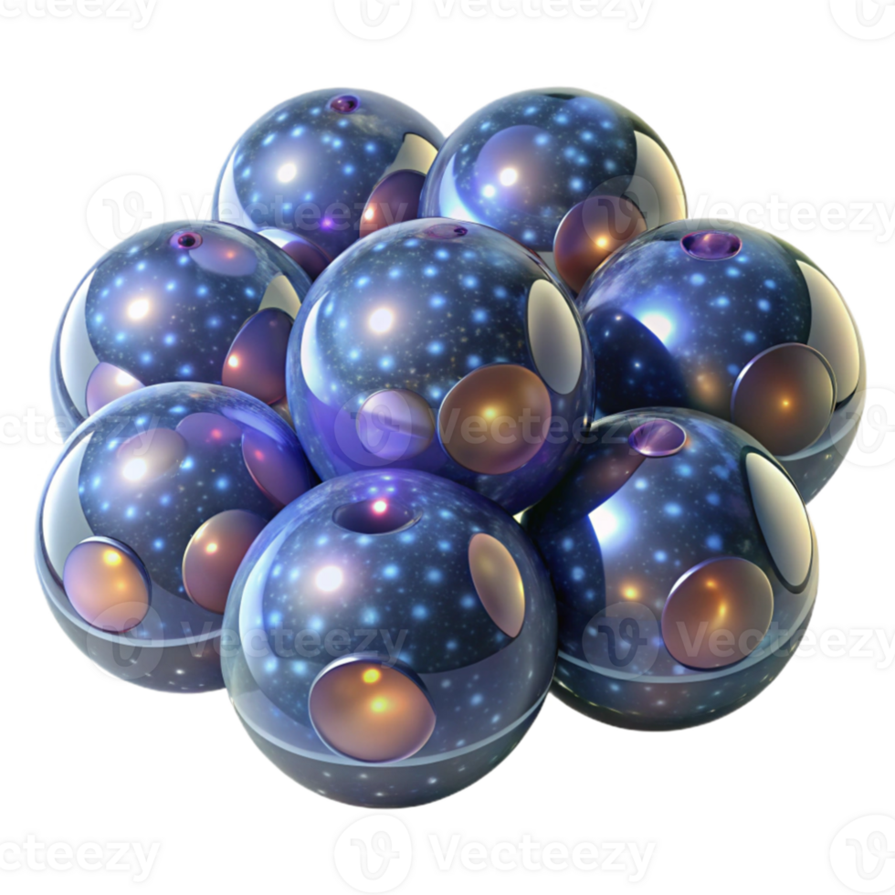 stunning vintage serene modern A series of overlapping, translucent spheres, each containing a miniature, self-contained universe, illuminated by an ethereal, inner glow original original png