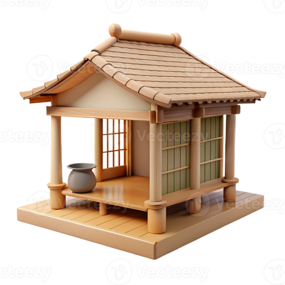 magnificent creative stunning artistic A minimalist Japanese tea house, made of bamboo and rice paper, soft natural light, serene, watercolor painting, high resolution 4K png