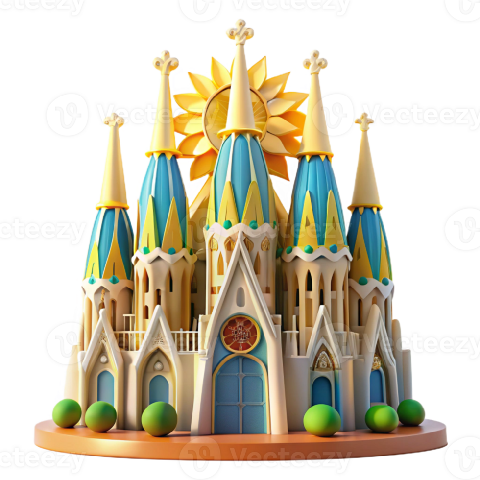 magnificent vintage elegant abstract A Gaudi-inspired cathedral, vibrant mosaics, intricate carvings, bright midday sun, Art Nouveau, premium genuine png