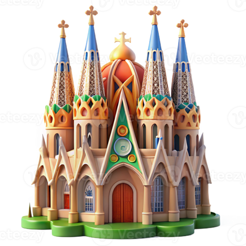 extraordinary abstract magnificent contemporary A Gaudi-inspired cathedral, vibrant mosaics, intricate carvings, bright midday sun, Art Nouveau, exclusive 4K png