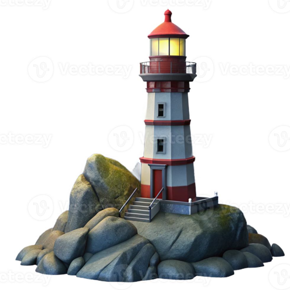 stunning contemporary elegant artistic A solitary lighthouse on a rocky coast, stormy weather, dramatic lighting, romanticism, digital painting, premium genuine png