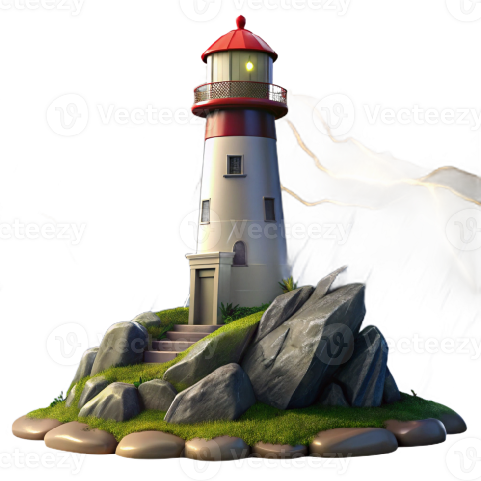 magnificent artistic serene minimalist A solitary lighthouse on a rocky coast, stormy weather, dramatic lighting, romanticism, digital painting, authentic exclusive png