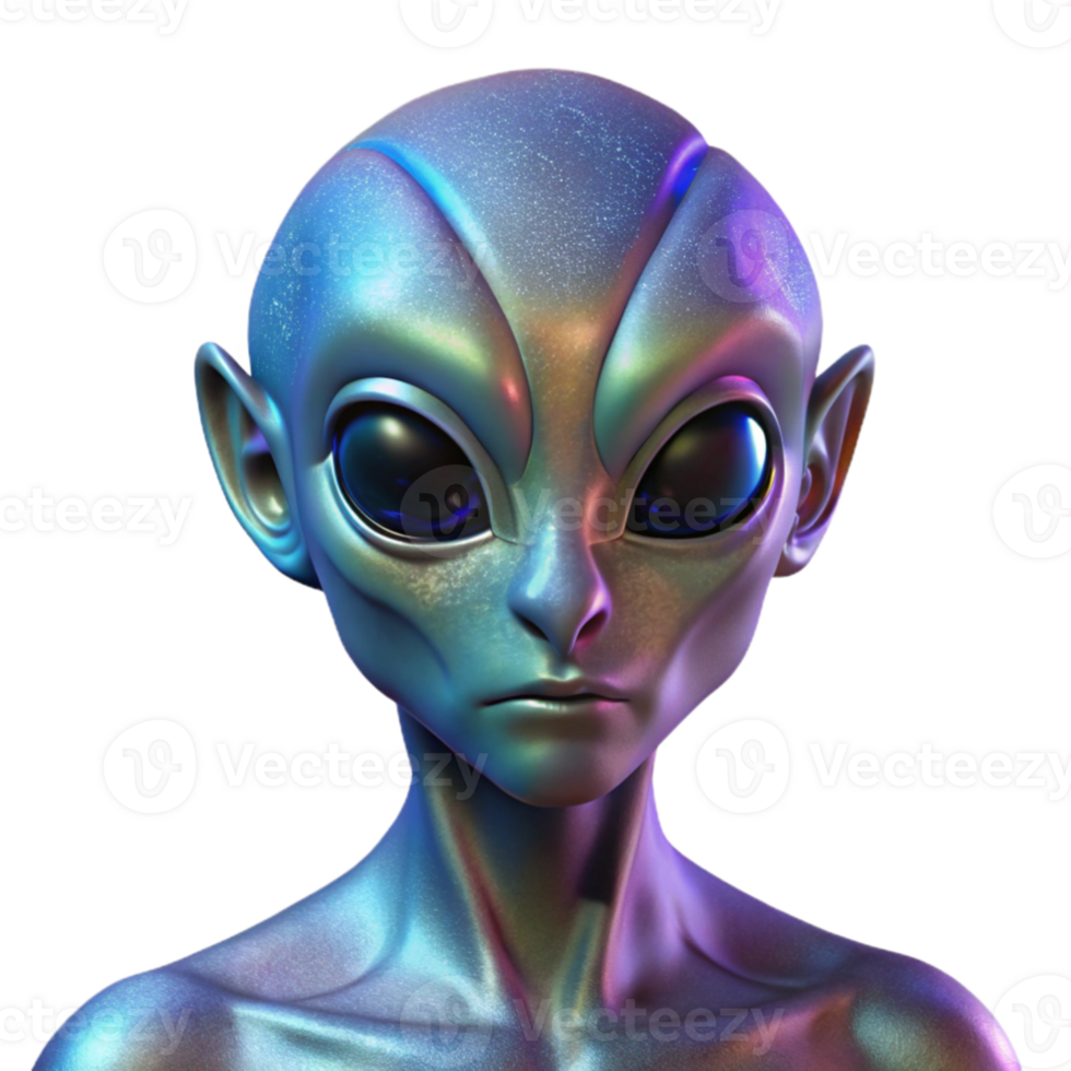 serene minimalist wonderful classic A close-up portrait of an alien with iridescent skin, dramatic rim lighting, bio-art style high resolution authentic png