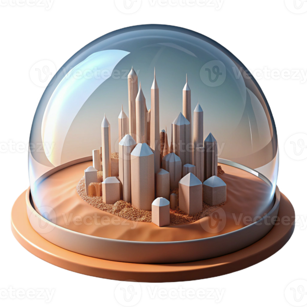 impressive artistic magnificent rustic A futuristic city built inside a giant dome on a barren planet, soft, diffused lighting, matte painting style exclusive high resolution png