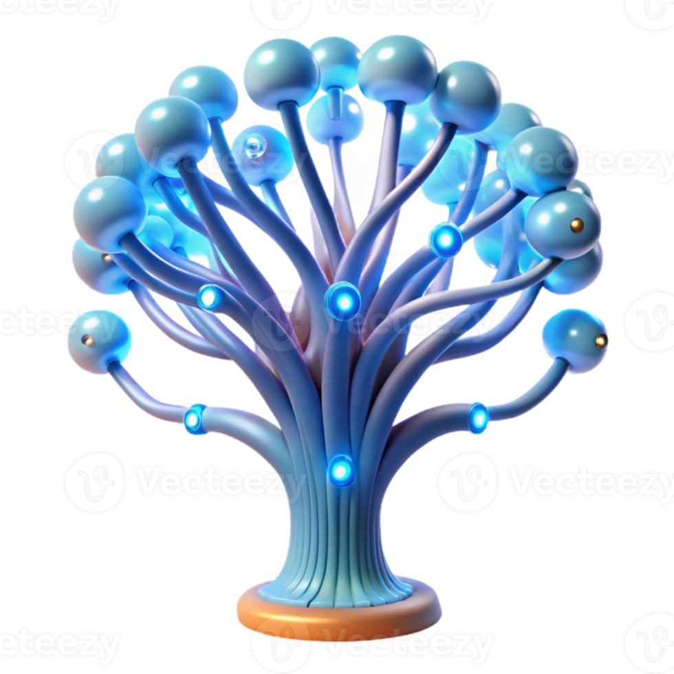 stunning traditional elegant rustic A bioluminescent tree powered by a network of fiber optic cables, illustrated in a fantasy, ethereal style, with soft, glowing lighting 4K original png