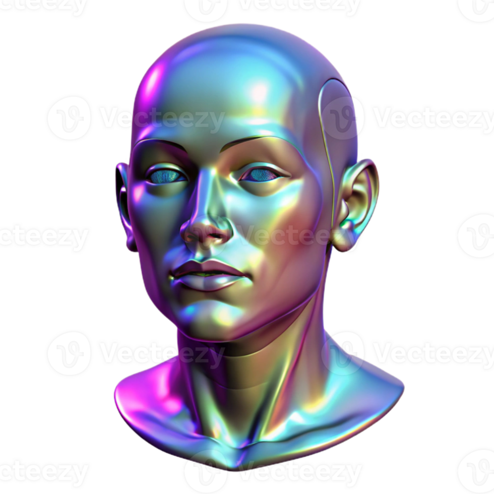 wonderful vintage serene rustic A holographic projection of a human face glitching and distorting, depicted in a surreal, digital art style, with flickering, neon lighting exclusive professional png