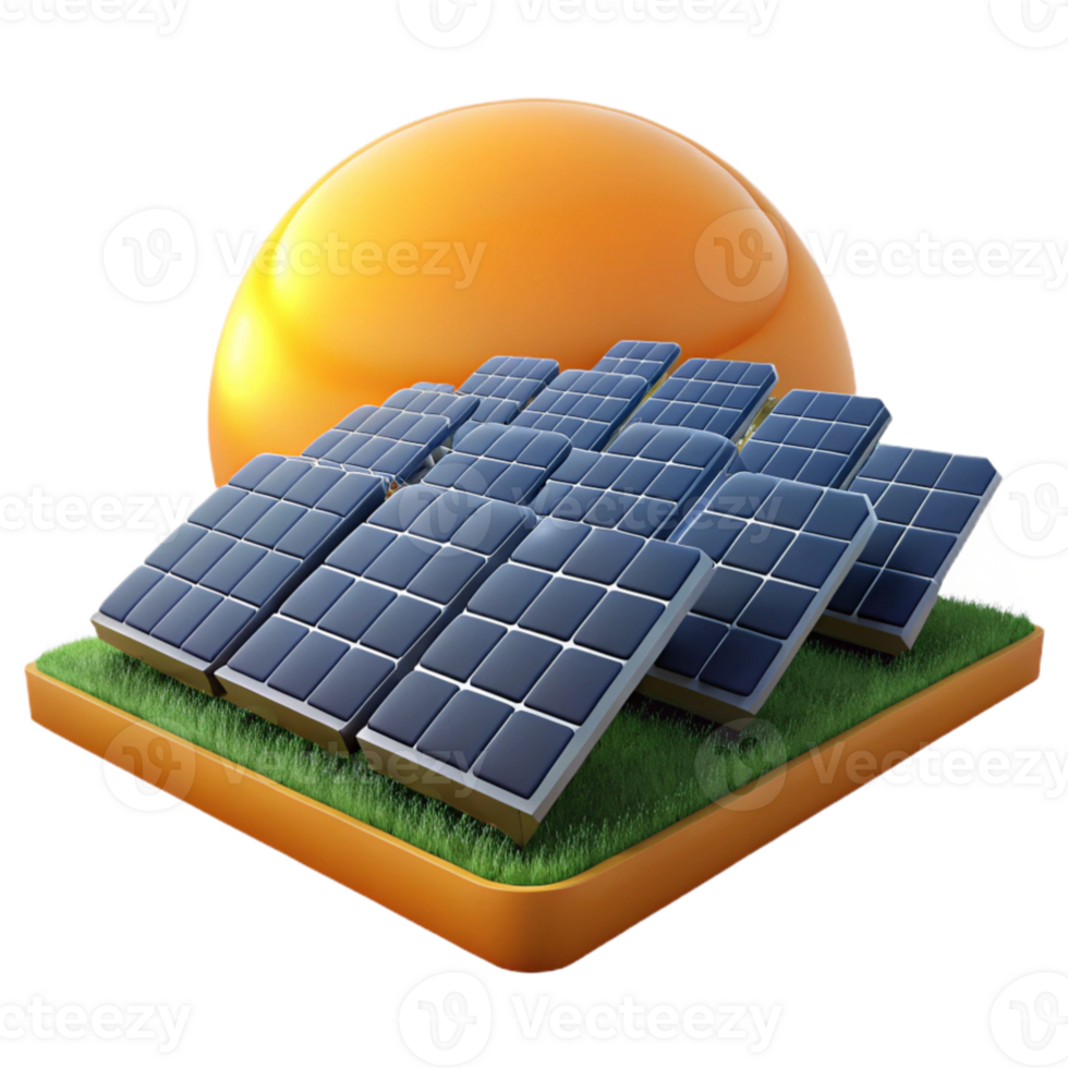 extraordinary vintage serene minimalist A field of solar panels stretching towards the horizon, depicted in a photorealistic, landscape style, with warm, golden hour lighting professional genuine png