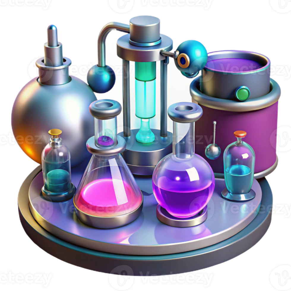 wonderful classic dramatic contemporary A futuristic laboratory filled with holographic displays, bubbling liquids, and strange scientific instruments. Sterile, bright, detailed high quality 4K png