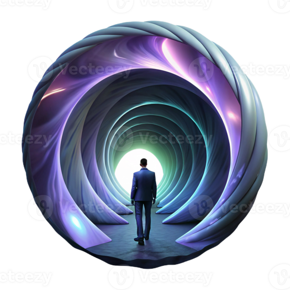 magnificent rustic extraordinary artistic A solitary figure, silhouetted against a giant, swirling portal to another dimension. Dramatic backlighting creates a sense of mystery and wonder.... png