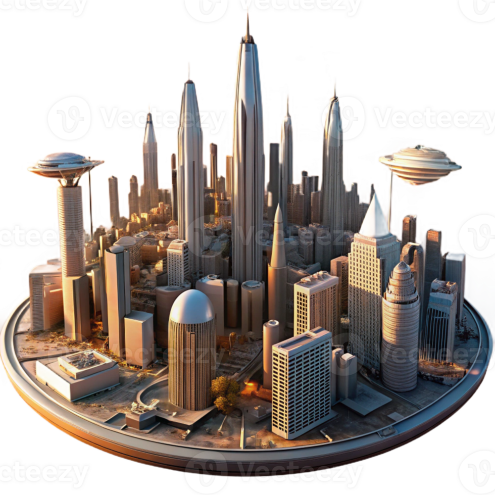 elegant minimalist impressive minimalist A panoramic view of a sprawling, futuristic metropolis, with flying vehicles and towering skyscrapers reaching towards the sky. Warm, golden hour lighting.... png