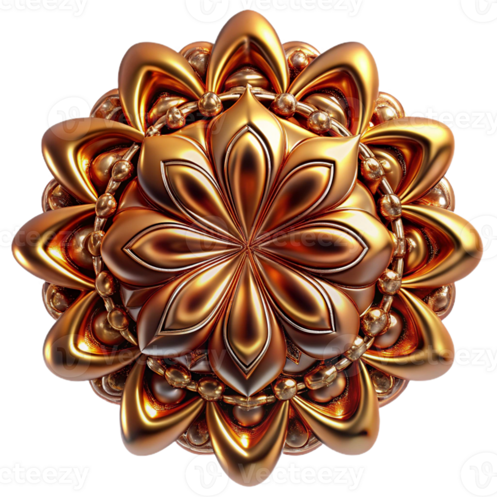 impressive vintage stunning classic A fractal pattern of intricate, self-replicating designs, rendered in metallic copper and bronze, illuminated by a warm, golden light, art nouveau style... png