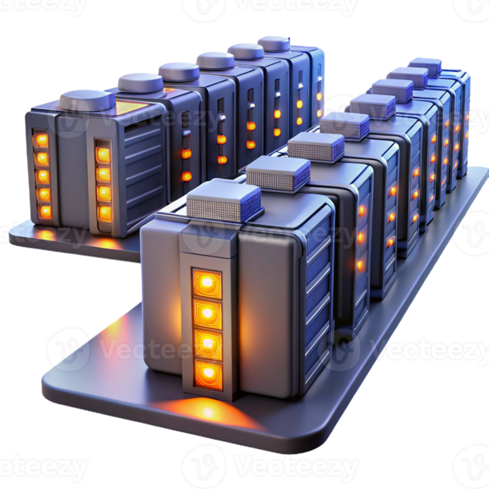 wonderful contemporary dramatic vintage A giant server farm humming with activity, rows of blinking lights stretching into the distance, industrial style, low-key lighting professional professional png