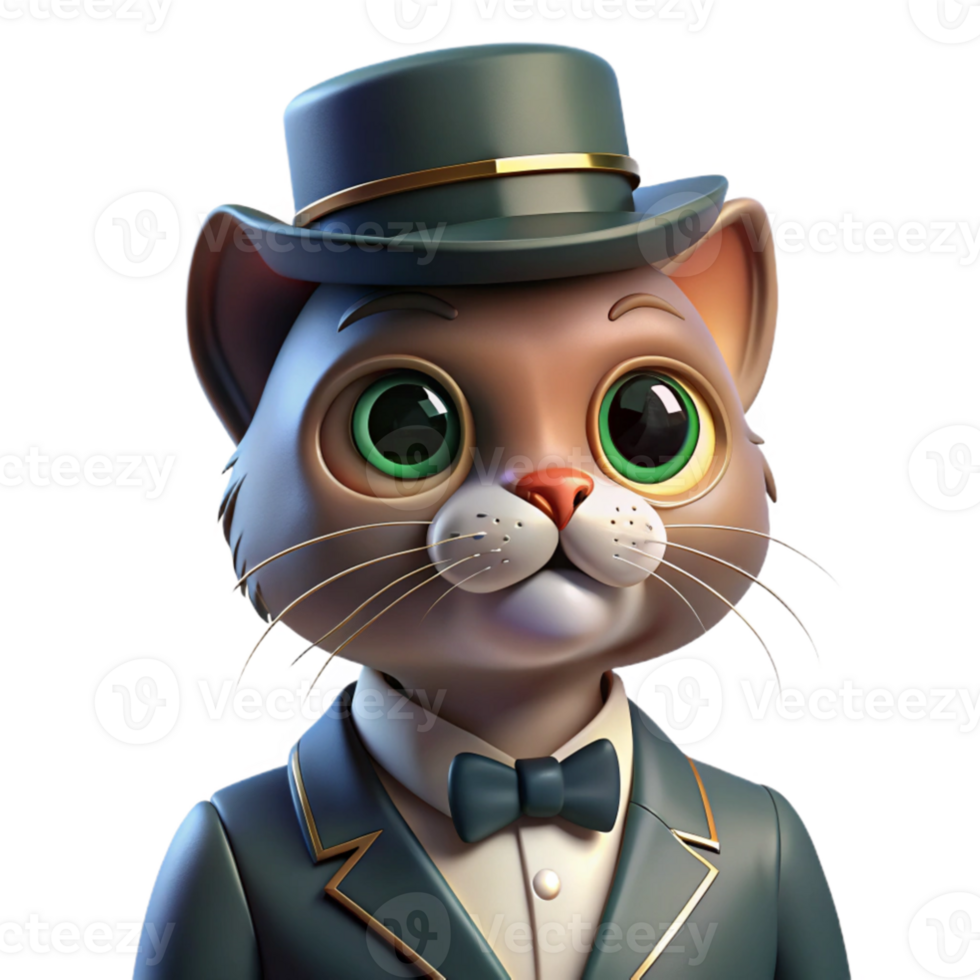 extraordinary minimalist impressive abstract A whimsical portrait of a cat wearing a monocle and a top hat, dramatic Rembrandt lighting, surrealist style high quality high quality png