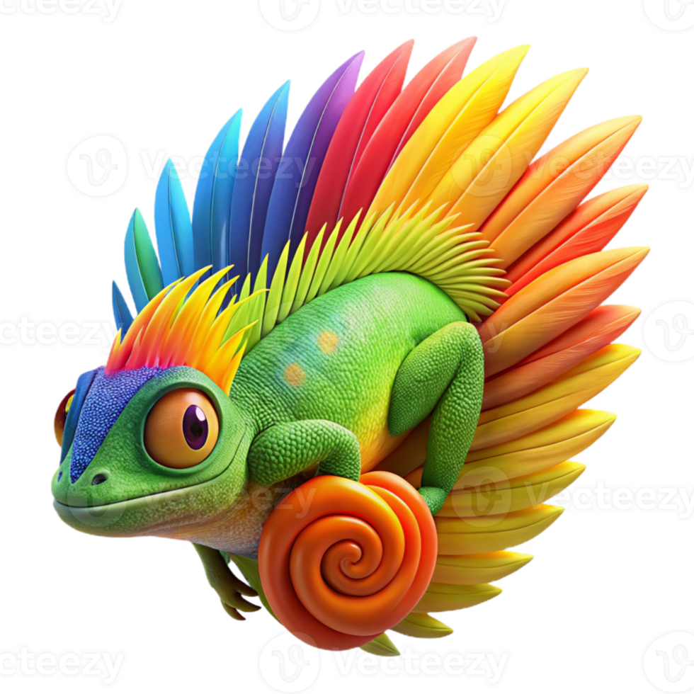 wonderful modern elegant artistic A vibrant chameleon camouflaged against a rainbow lorikeet's feathers, macro photography style, brightly lit original high resolution png