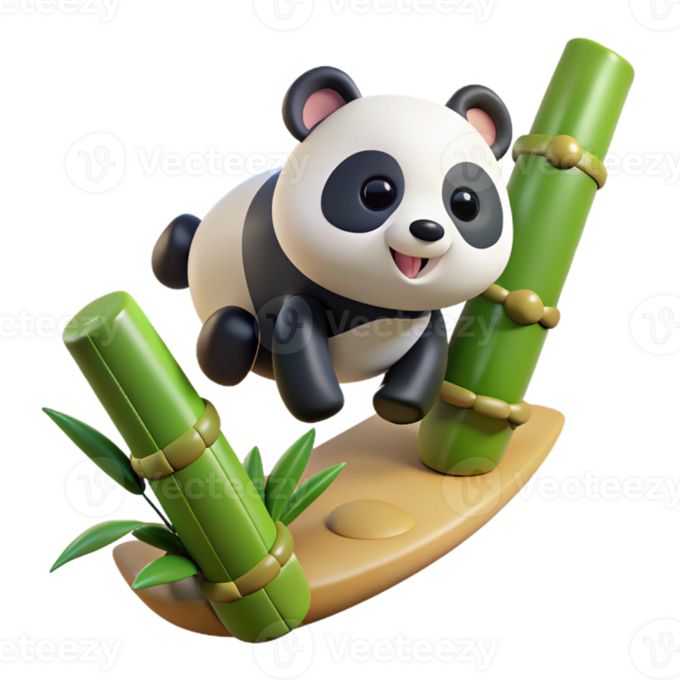 extraordinary classic elegant vintage A playful panda cub tumbling down a bamboo-covered hillside, soft, diffused lighting, cartoon style genuine authentic png