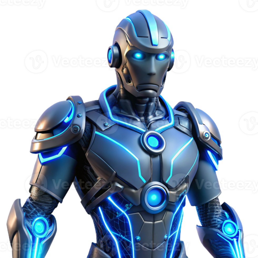 beautiful classic vibrant artistic A cyborg with glowing blue circuitry and intricate mechanical limbs, dramatic backlighting, dark and moody style genuine exclusive png