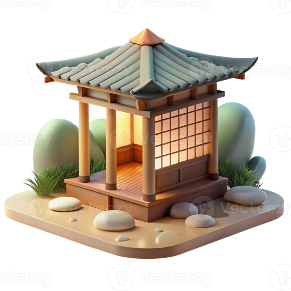 extraordinary minimalist impressive traditional A minimalist Japanese tea house, natural wood and paper screens, soft diffused light, Zen garden setting, peaceful atmosphere, serene composition,... png