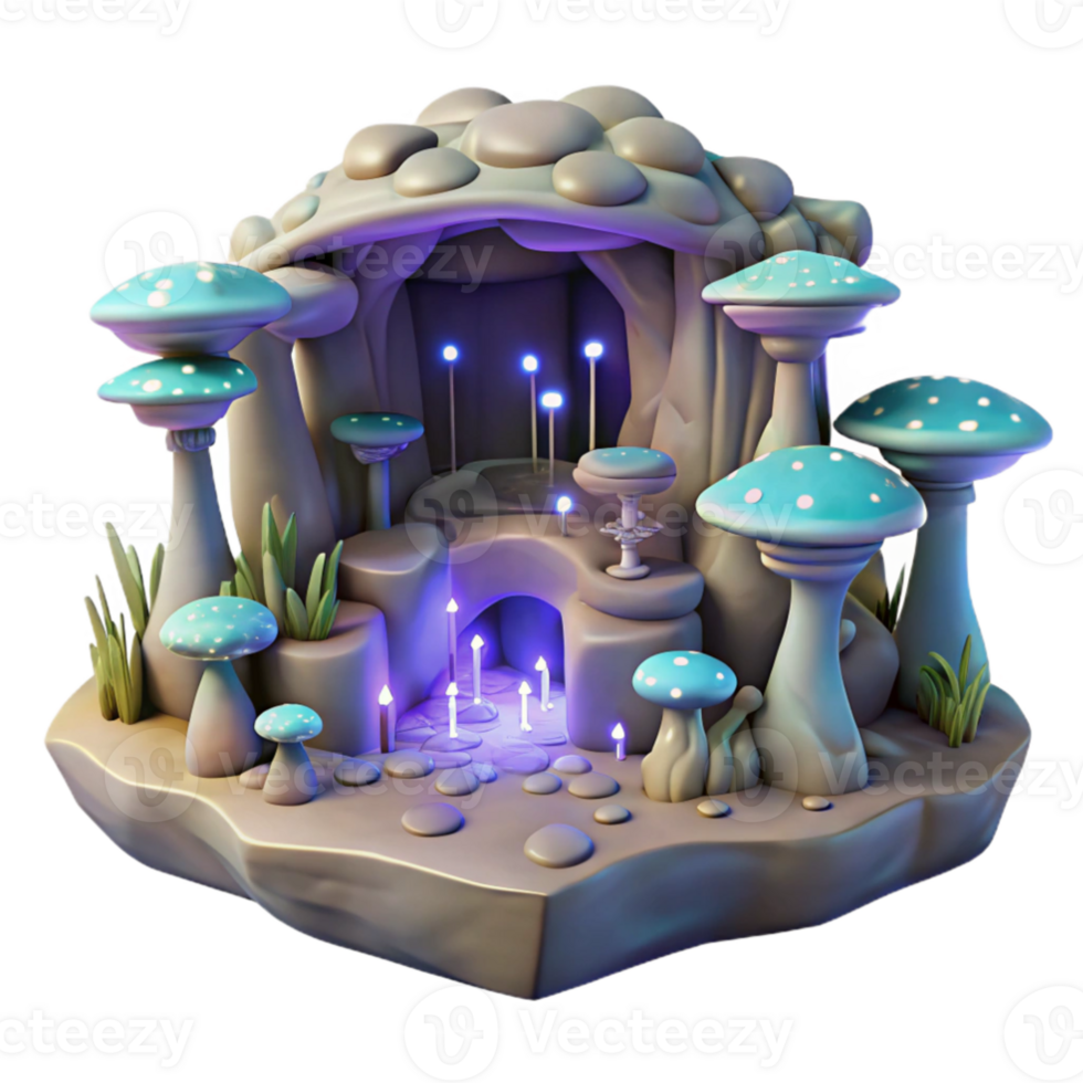 extraordinary creative dramatic traditional A subterranean cavern transformed into a living space, bioluminescent fungi lighting the space, organic architecture, ethereal glow, fantasy setting,... png