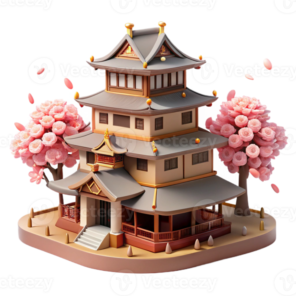 wonderful modern magnificent artistic A traditional Japanese castle, ornate wooden architecture, cherry blossoms in bloom, soft diffused lighting, serene atmosphere, detailed textures genuine... png