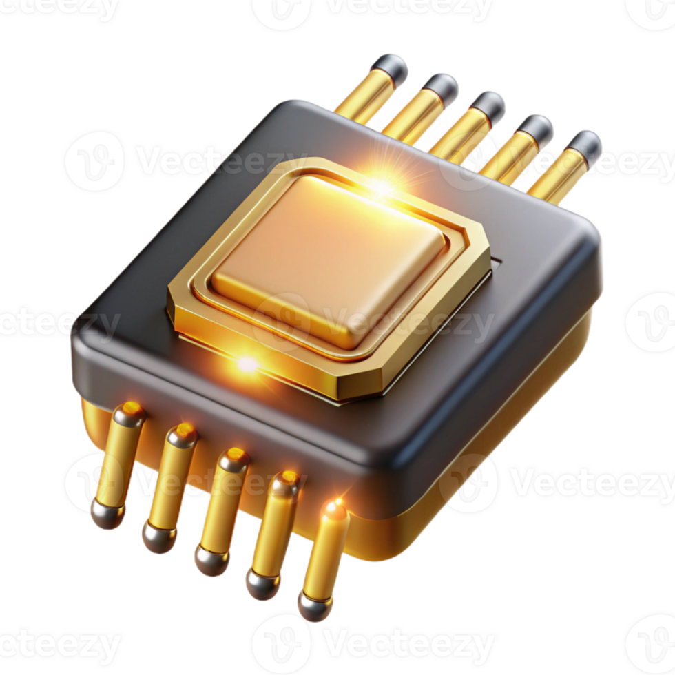 extraordinary abstract serene artistic A single, levitating microchip emitting a powerful beam of golden light, depicted in a hyperrealistic style with visible intricate circuitry detailed exclusive png