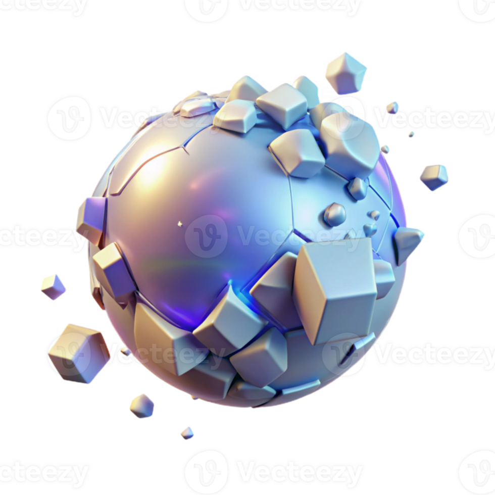 magnificent creative beautiful classic A holographic projection of the Earth shattering into fragments, illuminated by a harsh, white light, in a dystopian style genuine 4K png