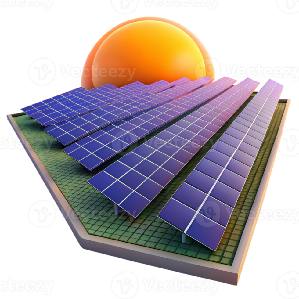 wonderful classic vibrant rustic A field of solar panels stretching as far as the eye can see, reflecting a vibrant sunset, in a realistic style genuine premium png