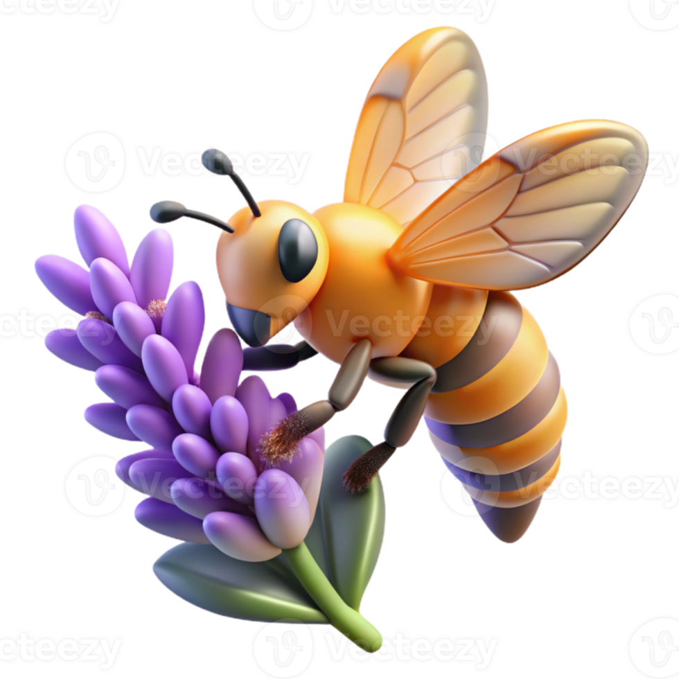 dramatic artistic beautiful creative A close-up of a bee pollinating a lavender flower, detailed pollen, soft lighting, macro photography detailed high resolution png