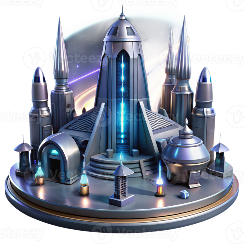 dramatic contemporary beautiful creative A futuristic spaceport, sleek metallic structures and glowing engine trails, dramatic nighttime lighting, cinematic style premium exclusive png