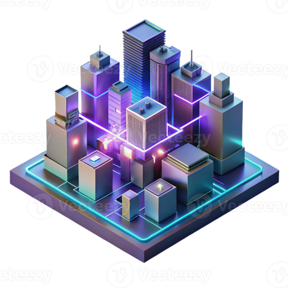 beautiful minimalist wonderful artistic A microscopic city built within the circuitry of a computer chip, glowing neon lines and data streams, cyberpunk style high quality original png