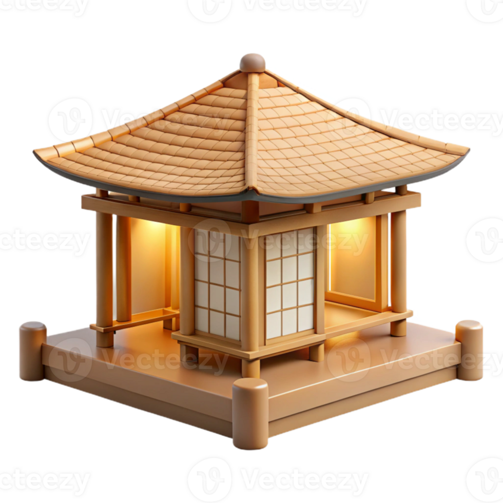 wonderful abstract beautiful traditional A minimalist Japanese teahouse made of bamboo and paper, soft diffuse lighting, watercolor style detailed high quality png