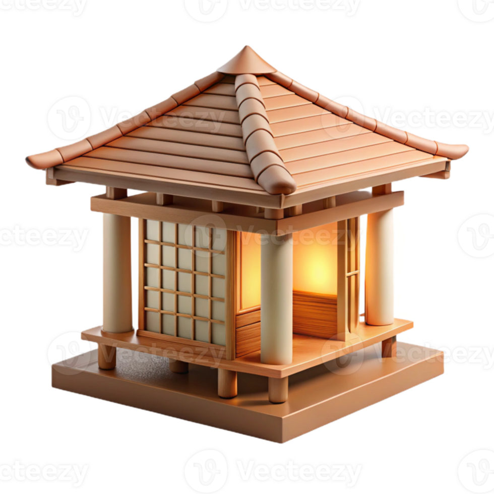 serene rustic serene rustic A minimalist Japanese teahouse made of bamboo and paper, soft diffuse lighting, watercolor style original genuine png