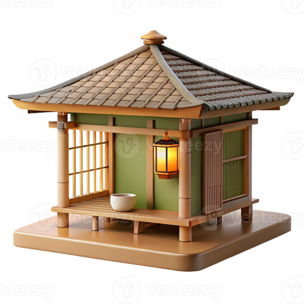 stunning classic extraordinary modern A minimalist Japanese teahouse made of bamboo and paper, soft diffuse lighting, watercolor style 4K 4K png