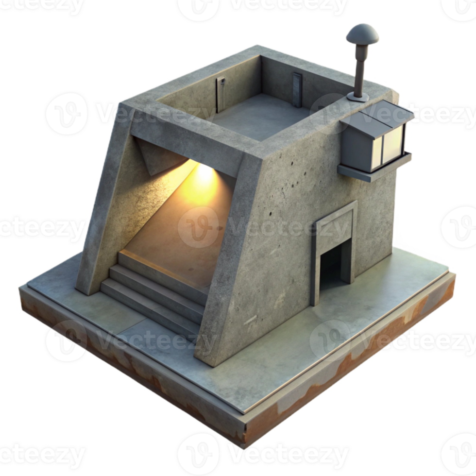 extraordinary vintage magnificent rustic A brutalist concrete bunker, harsh shadows cast by a single spotlight, dystopian style high resolution genuine png