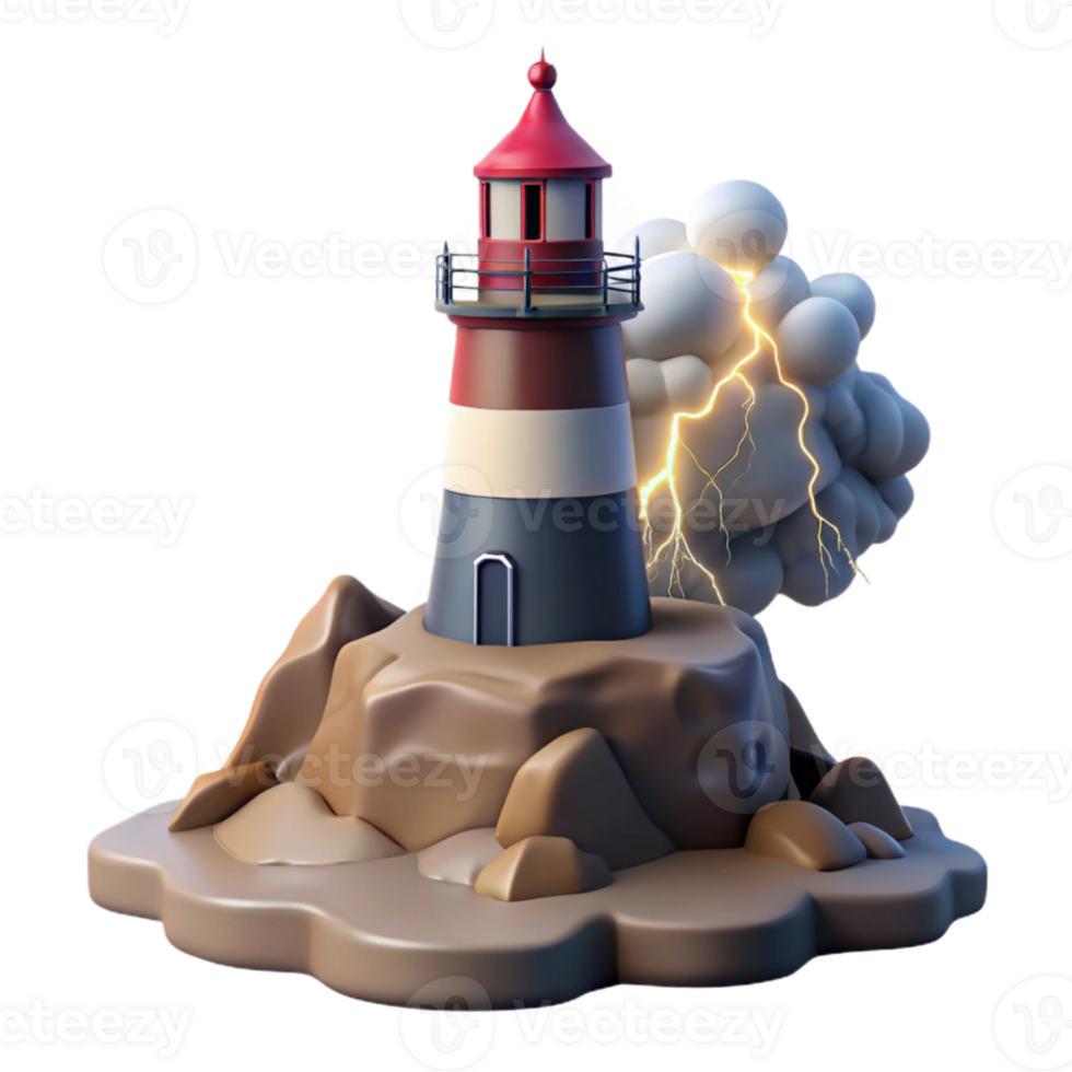 elegant rustic elegant creative A solitary lighthouse perched on a rocky cliff, dramatic storm lighting, romanticism style original 4K png