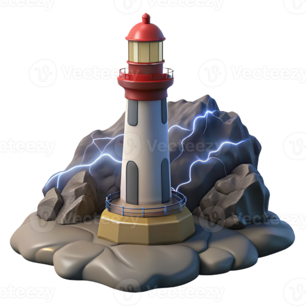 dramatic contemporary wonderful contemporary A solitary lighthouse perched on a rocky cliff, dramatic storm lighting, romanticism style detailed premium png