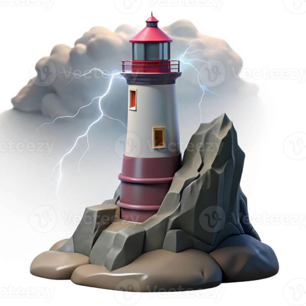 serene minimalist magnificent rustic A solitary lighthouse perched on a rocky cliff, dramatic storm lighting, romanticism style authentic original png
